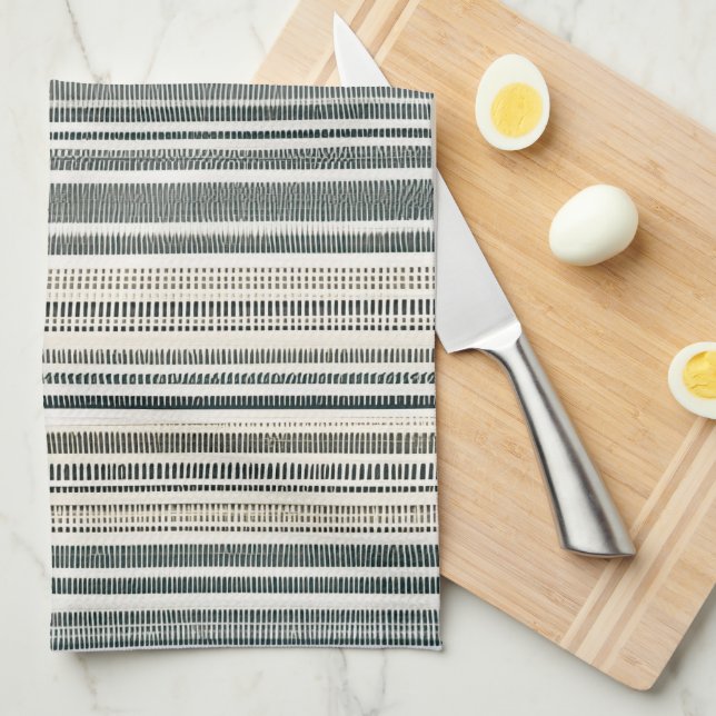 Neutral Earth Tone Boho Stripe Tea Towel (Quarter Fold)