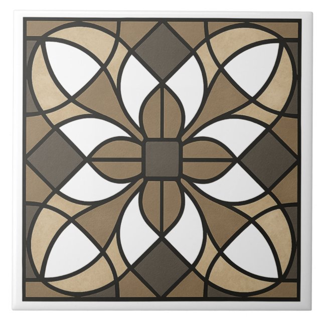 Neutral Earth Tone Glass-Look Ceramic Tile (Front)