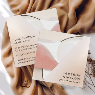 Neutral Earth-Tone Modern Abstract Square Business Card