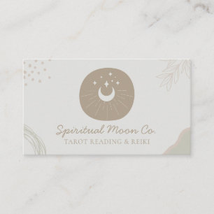 Neutral Earth Tone Moon Stars Spiritual Reiki Business Card