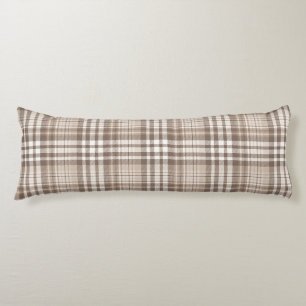 Neutral Earth Tone Plaid Tartan Design Body Cushion