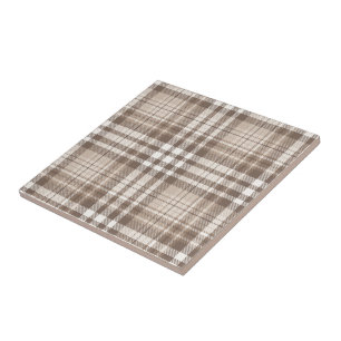 Neutral Earth Tone Plaid Tartan Design Ceramic Tile
