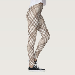 Neutral Earth Tone Plaid Tartan Design  Leggings