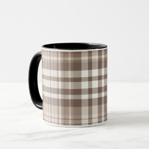 Neutral Earth Tone Plaid Tartan Design Mug