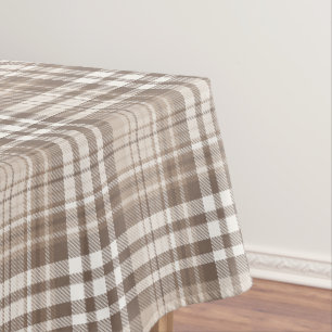 Neutral Earth Tone Plaid Tartan Design  Tablecloth