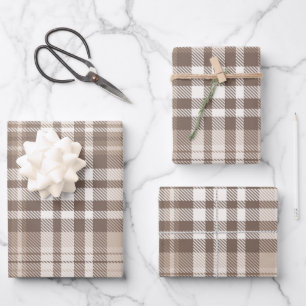 Neutral Earth Tone Plaid Tartan Design  Wrapping Paper Sheet