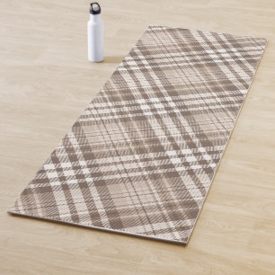 Neutral Earth Tone Plaid Tartan Design Yoga Mat