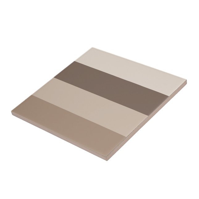 Neutral Earth Tones Stripes Pattern Design  Ceramic Tile (Side)