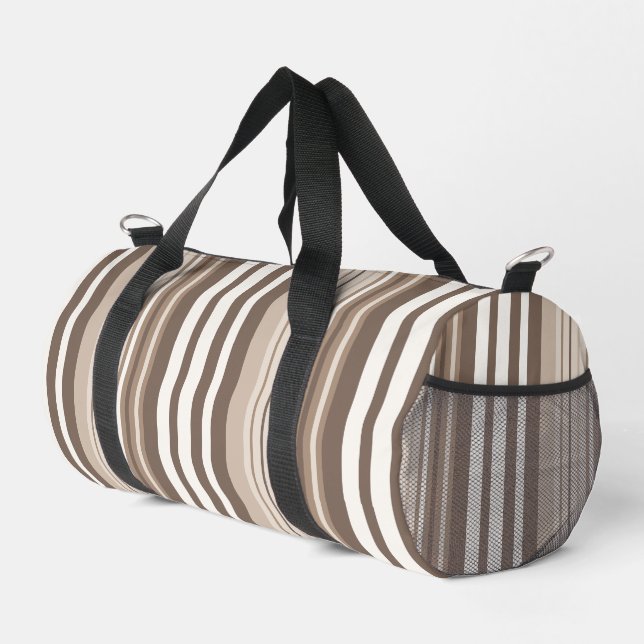 Neutral Earth Tones Stripes Pattern Design  Duffle Bag (Right Corner)
