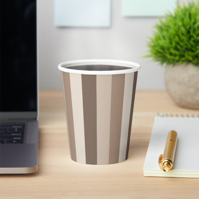Neutral Earth Tones Stripes Pattern Design  Paper Cups (Insitu)