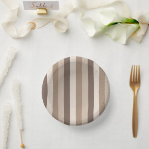Neutral Earth Tones Stripes Pattern Design  Paper Plate