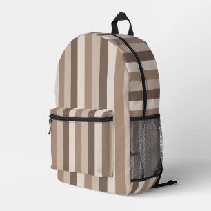 Neutral Earth Tones Stripes Pattern Design  Printed Backpack