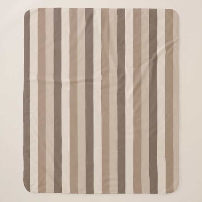 Neutral Earth Tones Stripes Pattern Design  Sherpa Blanket (Front)