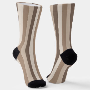 Neutral Earth Tones Stripes Pattern Design  Socks