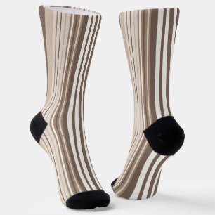 Neutral Earth Tones Stripes Pattern Design  Socks