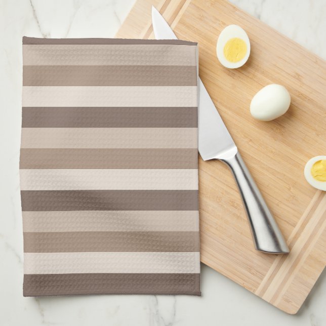 Neutral Earth Tones Stripes Pattern Design  Tea Towel (Quarter Fold)