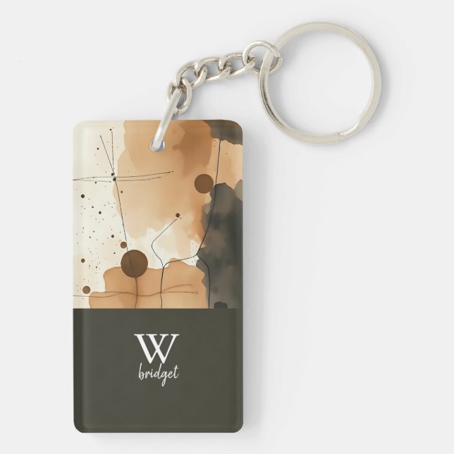 Neutral Earthy Abstract Layers Key Ring (Back)