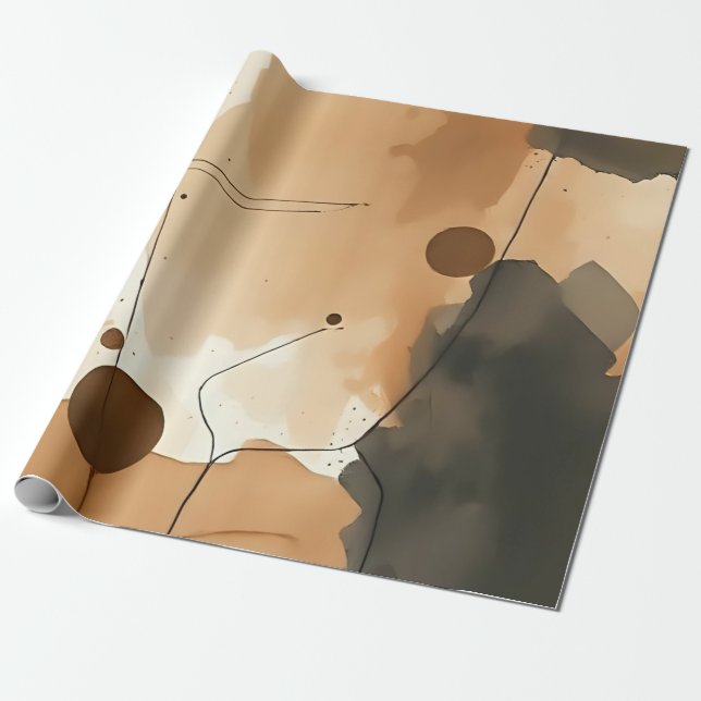 Neutral Earthy Abstract Layers Wrapping Paper (Unrolled)