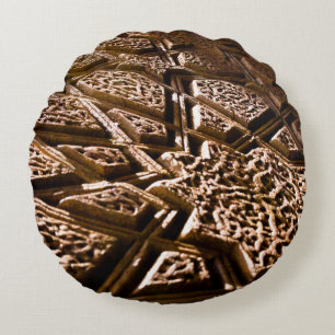 Neutral Earthy Brown Clay Stars Round Cushion