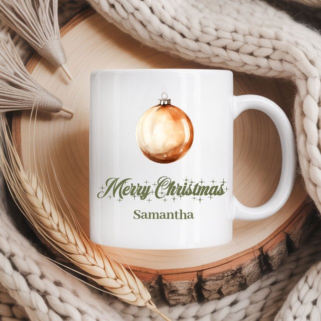 Neutral Earthy Christmas Mug Custom Name (Neutral Earthy Christmas Mug Custom Name)