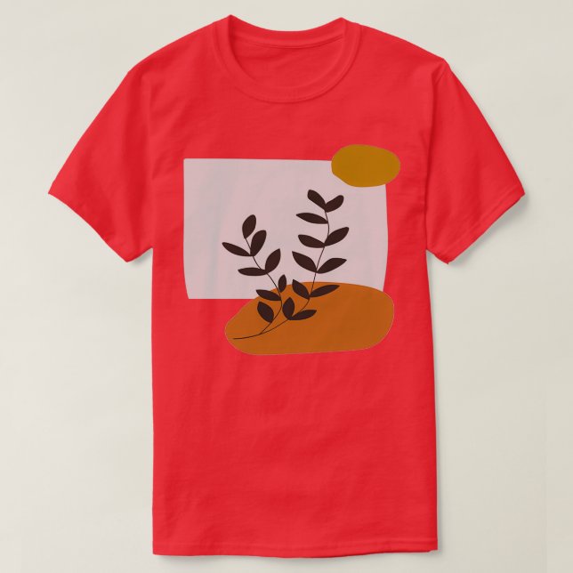 Neutral Earthy Color Abstract Leaf Illustration Ar T-Shirt (Design Front)
