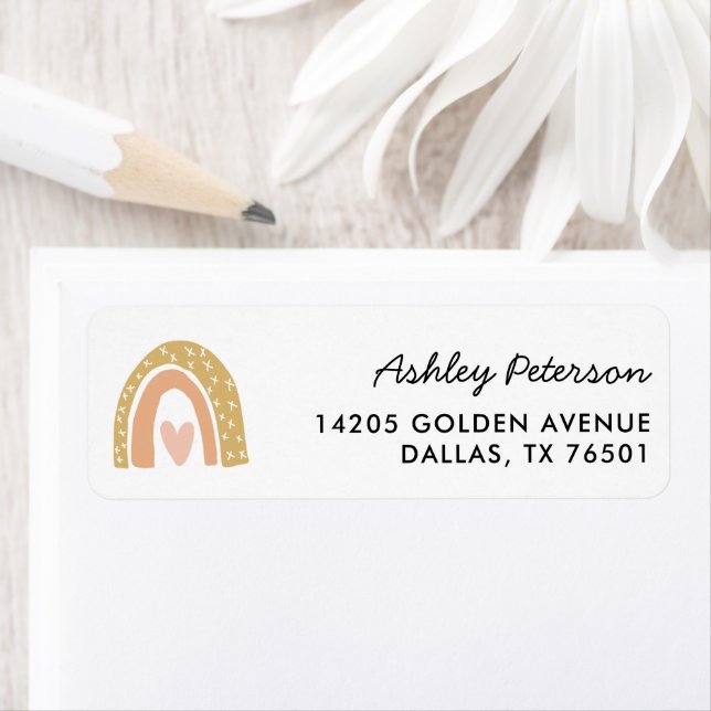 Neutral Earthy Rainbow Party Return Address Label (Insitu)