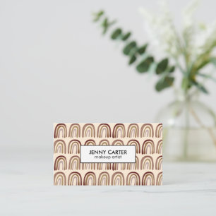 Neutral Earthy Rainbows Pattern Boho Unique Brown Business Card