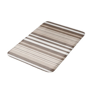 Neutral Earthy Tone Stripes Pattern Design Bath Mat