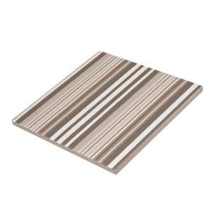Neutral Earthy Tone Stripes Pattern Design Ceramic Tile