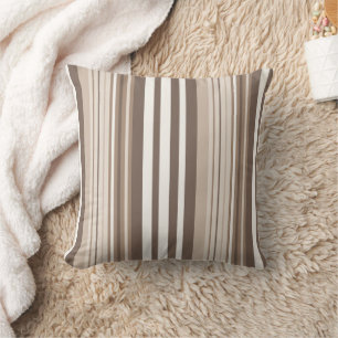 Neutral Earthy Tone Stripes Pattern Design Cushion
