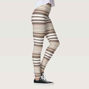 Neutral Earthy Tone Stripes Pattern Design  Leggings