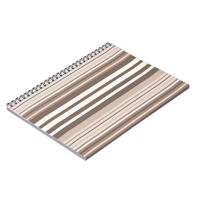 Neutral Earthy Tone Stripes Pattern Design  Notebook (Left Side)