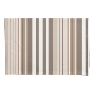 Neutral Earthy Tone Stripes Pattern Design Pillowcase