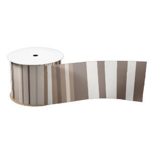 Neutral Earthy Tone Stripes Pattern Design Satin Ribbon