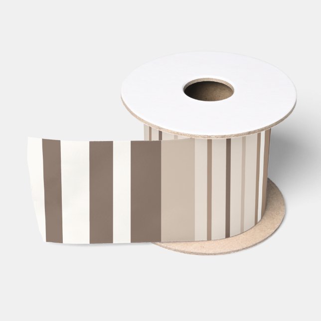 Neutral Earthy Tone Stripes Pattern Design  Satin Ribbon (Spool)