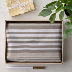 Neutral Earthy Tone Stripes Pattern Design Tissue Paper