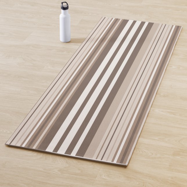 Neutral Earthy Tone Stripes Pattern Design  Yoga Mat (In Situ)