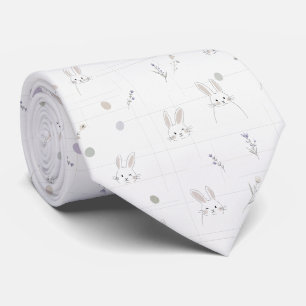 Neutral Easter Bunny Pastel Floral Pattern Tie