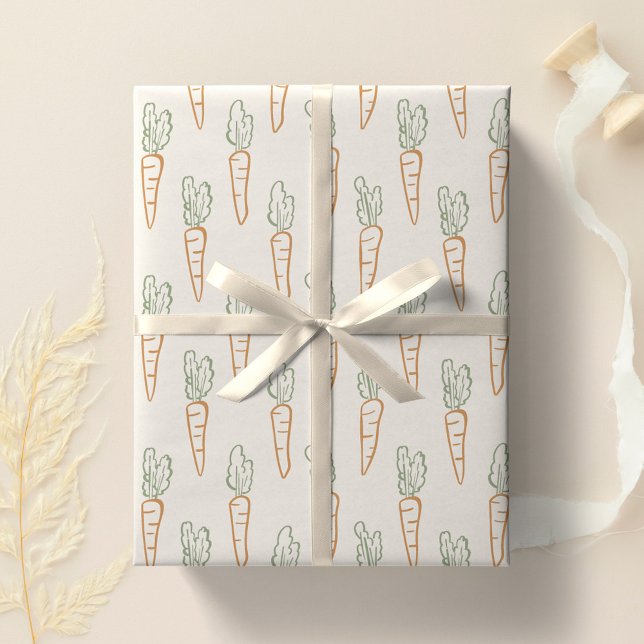 Neutral Easter Pattern Carrot Spring Garden Beige Wrapping Paper (Creator Uploaded)