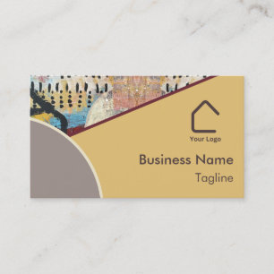 Neutral Elegance Abstract Accents Logo QR Code Business Card