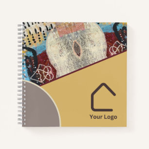 Neutral Elegance Logo Abstract Mixed Media Accents Notebook