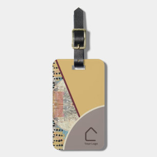Neutral Elegance Logo QR Code Abstract Accents Tan Luggage Tag