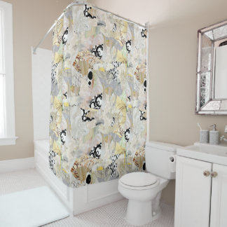 Neutral Elegant Abstract Collage Design Shower Curtain
