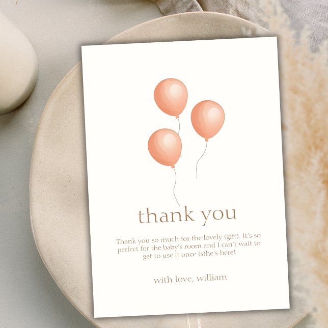 Neutral Elegant Boho Balloon Baby Shower Thank You Card (Neutral Elegant Boho Balloon Baby Shower Thank You Card)