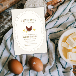 Neutral Elegant Boho Little Chicken Baby Shower Invitation