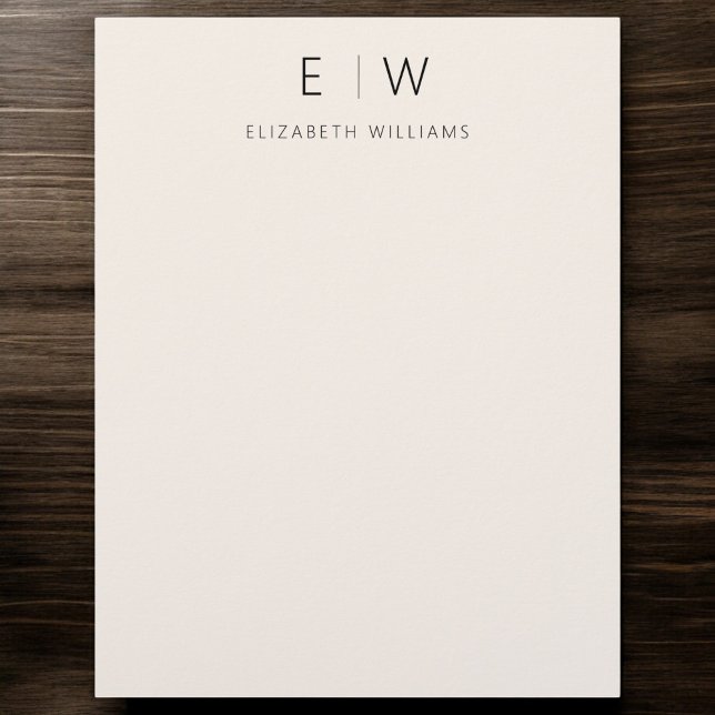 Neutral Elegant Modern Minimalist Monogram Name  Custom Letterhead (Creator Uploaded)