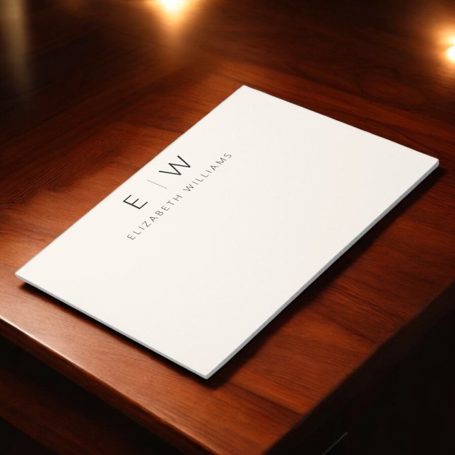 Neutral Elegant Modern Minimalist Monogram Name  Notepad (Creator Uploaded)