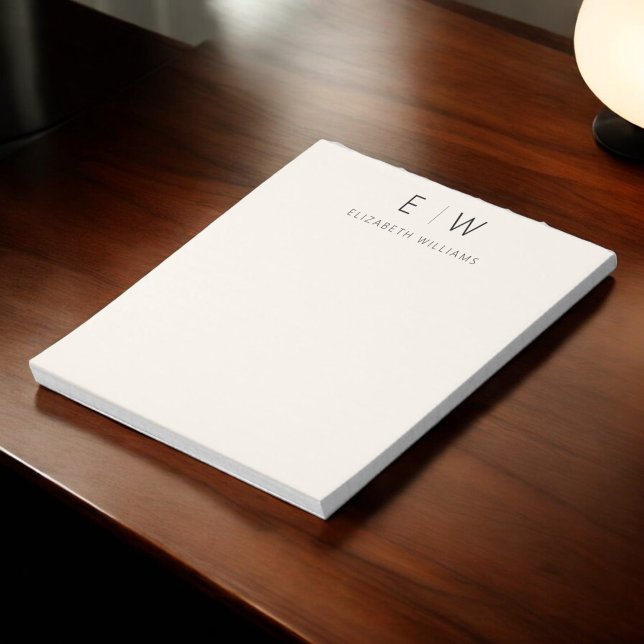Neutral Elegant Modern Minimalist Monogram Name  Notepad (Creator Uploaded)