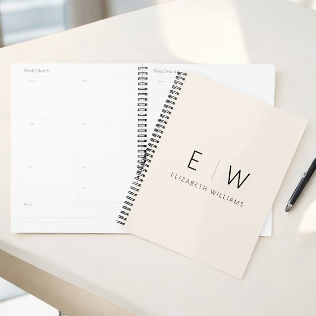 Neutral Elegant Modern Minimalist Monogram Name Planner (Creator Uploaded)