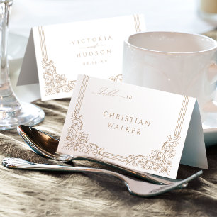 Neutral Elegant Vintage Foldable Place Card